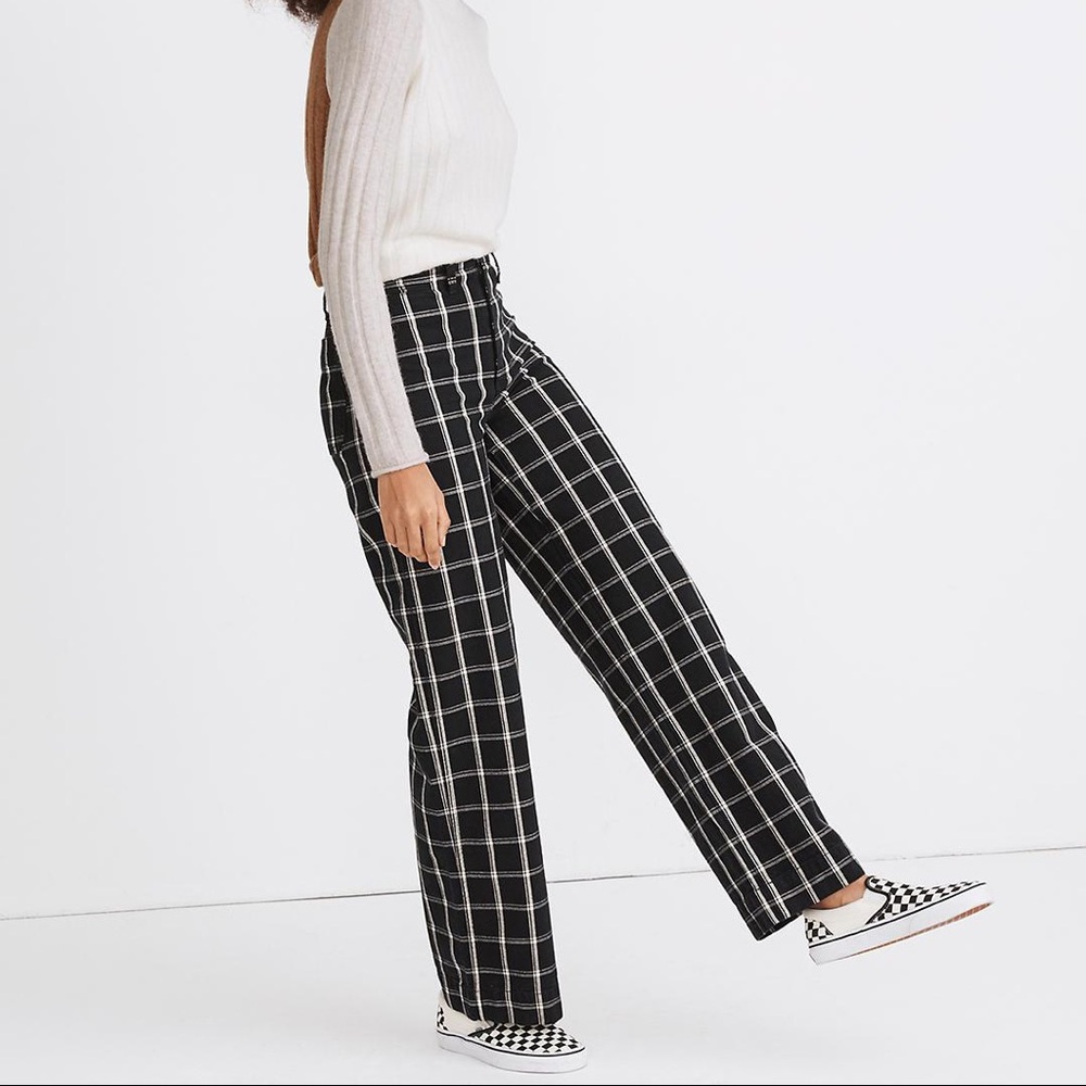 Madewell Emmett Wide Leg Full Length Windowpane